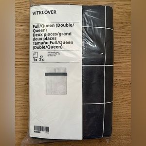 IKEA VITKLÖVER Full/Queen Black and White Grid Duvet Cover and Pillowcase Set